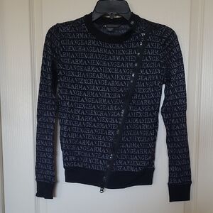 Armani Exchange Black and Gray Two-Way Zipper Sweatshirt Size XS